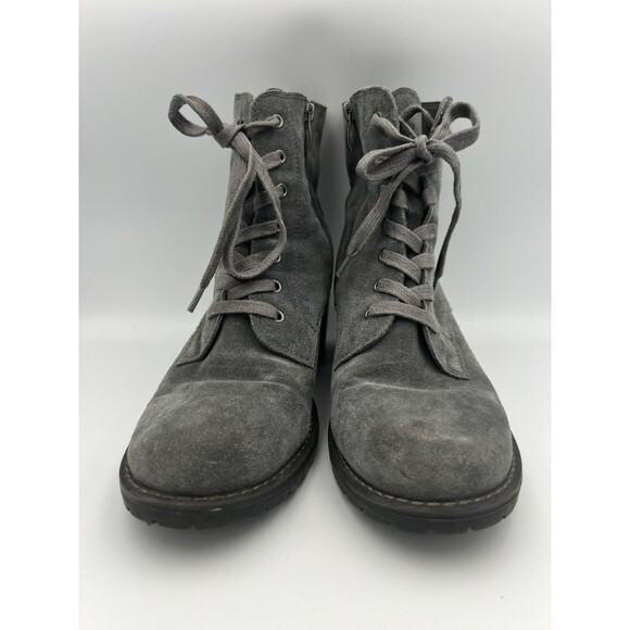 Bjorndal Lace up Suede Boots Gray With Block Heel Size 11 - Picture 2 of 8